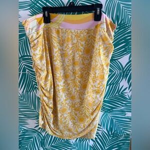 Free People “She's Something Else” Yellow Floral Print Mini Skirt XL